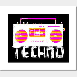 Music Vintage Techno Radio for Techno DJ Posters and Art